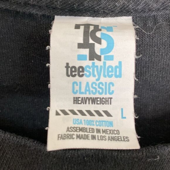 TS TeeStyled Classic Heavyweight 100% Cotton Black T Shirt with Wu Tang print L - Picture 2 of 3